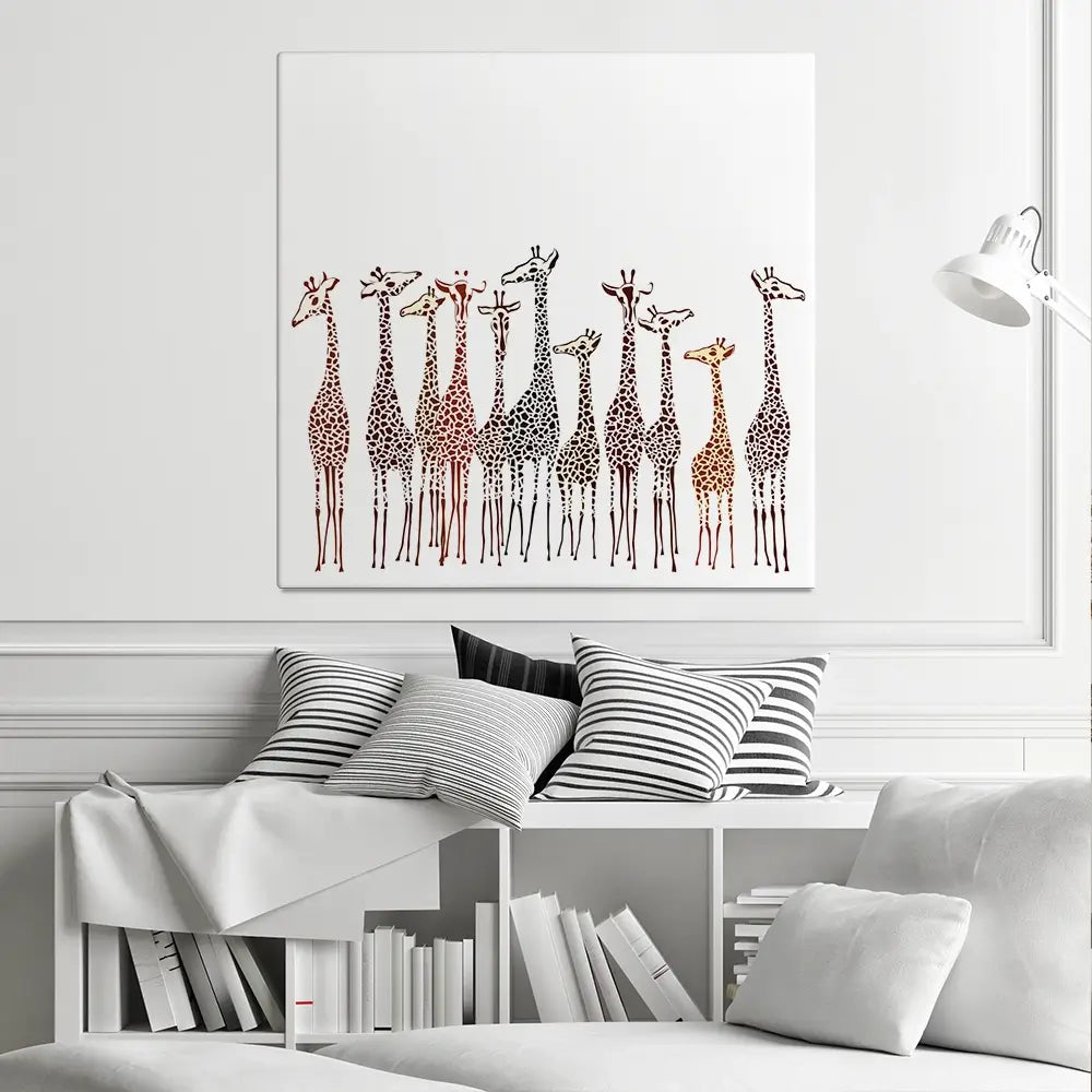 Line Of Giraffes Square Canvas Print Line Of Giraffes Square Canvas Print wall art product fresher / Shutterstock