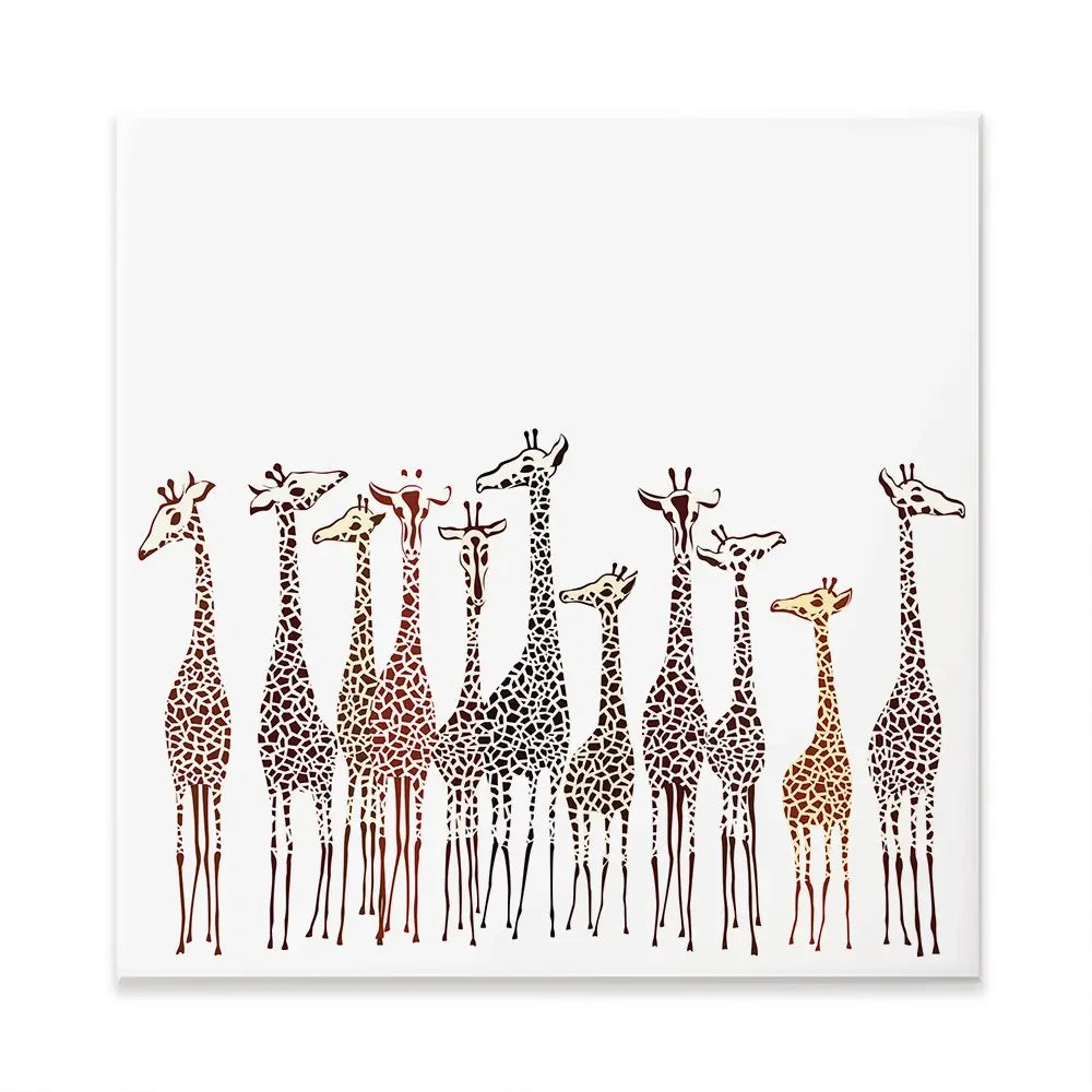 Line Of Giraffes Square Canvas Print Line Of Giraffes Square Canvas Print wall art product fresher / Shutterstock