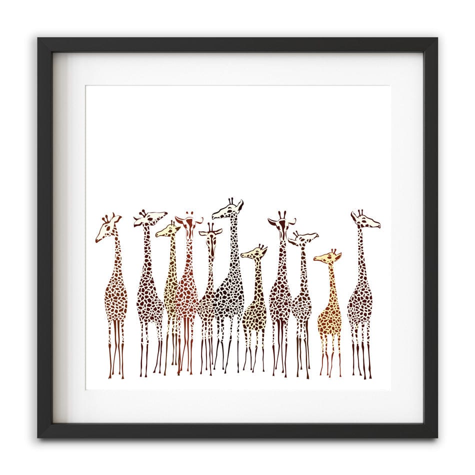Line Of Giraffes Square Framed Art Print wall art product fresher / Shutterstock