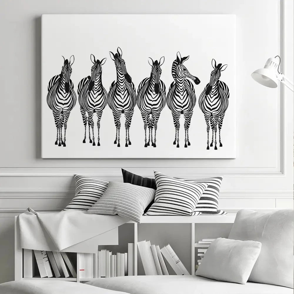 Line Of Zebras Canvas Print Line Of Zebras Canvas Print wall art product fresher / Shutterstock