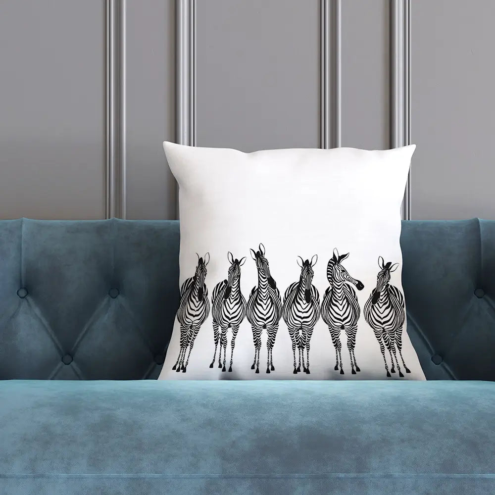 Line Of Zebras Cushion Line Of Zebras Cushion wall art product Art Print Shop