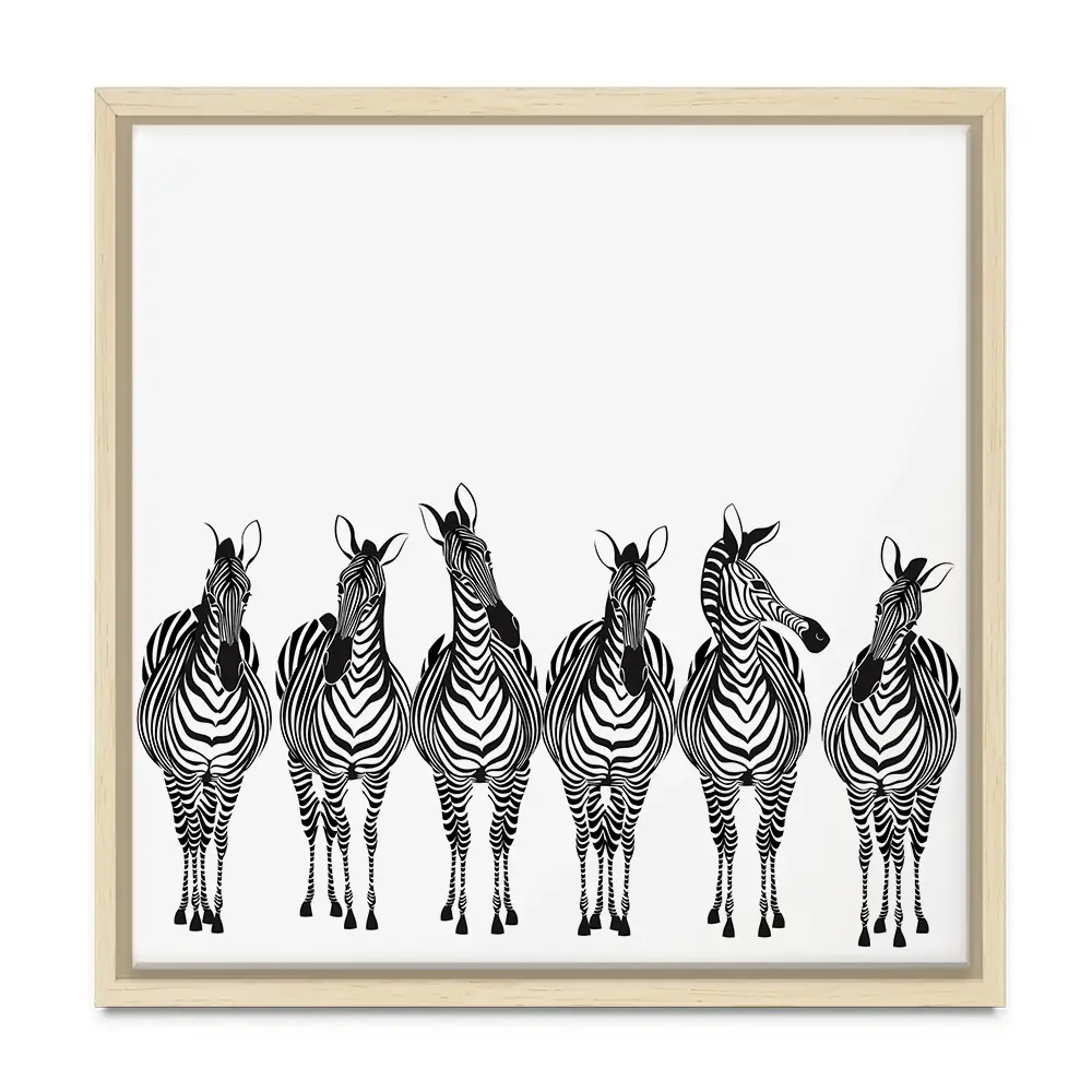 Line Of Zebras Square Canvas Print Line Of Zebras Square Canvas Print wall art product fresher / Shutterstock