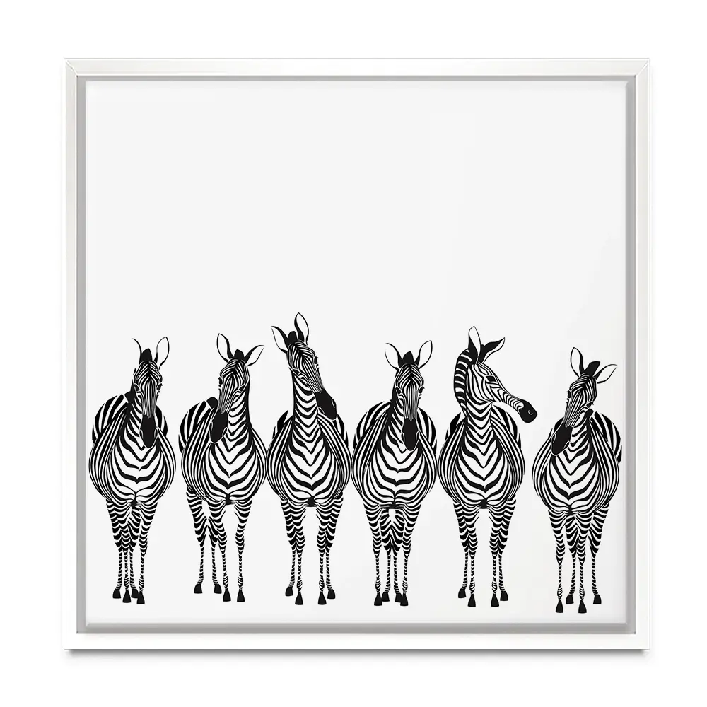 Line Of Zebras Square Canvas Print Line Of Zebras Square Canvas Print wall art product fresher / Shutterstock