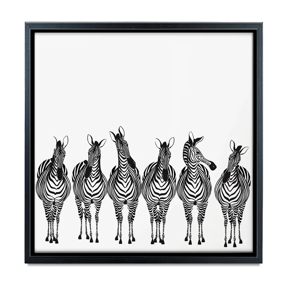 Line Of Zebras Square Canvas Print Line Of Zebras Square Canvas Print wall art product fresher / Shutterstock