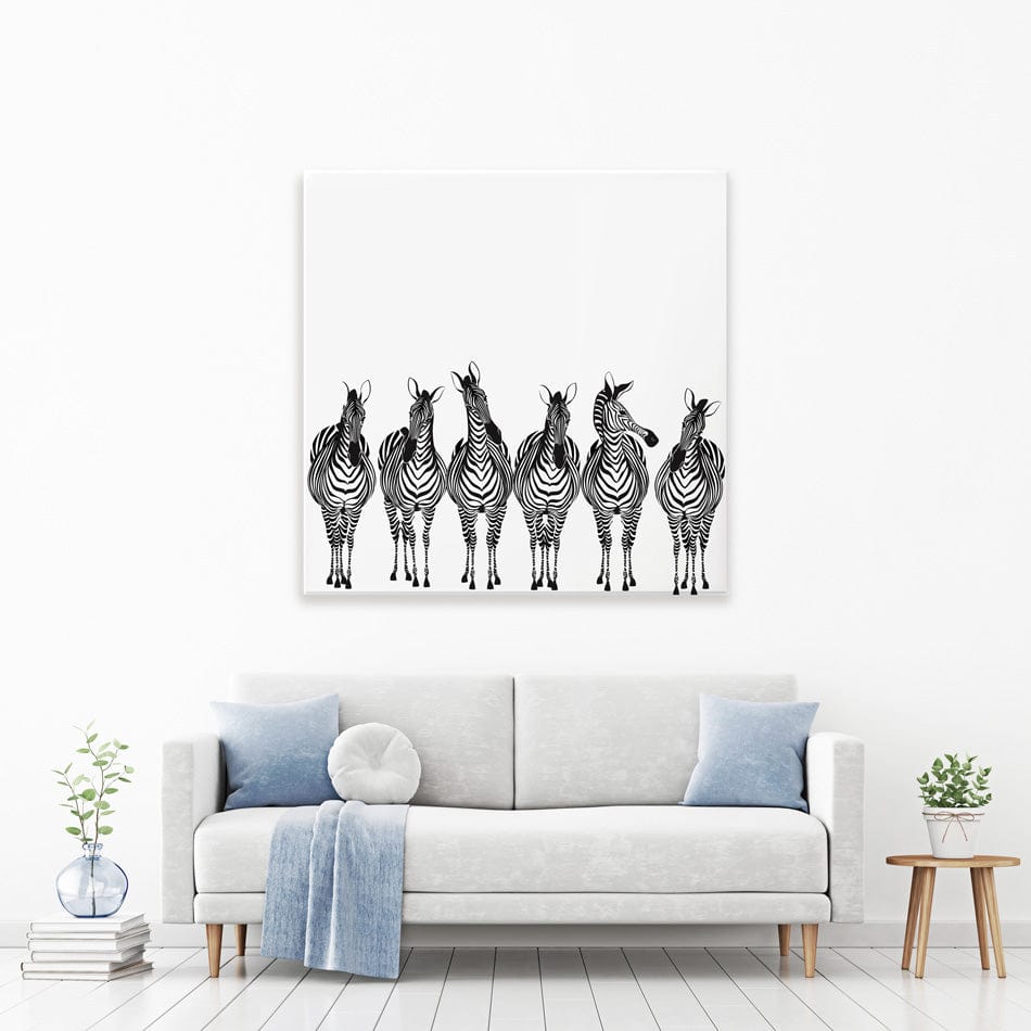 Line Of Zebras Square Canvas Print wall art product fresher / Shutterstock