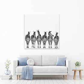 Line Of Zebras Square Canvas Print wall art product fresher / Shutterstock