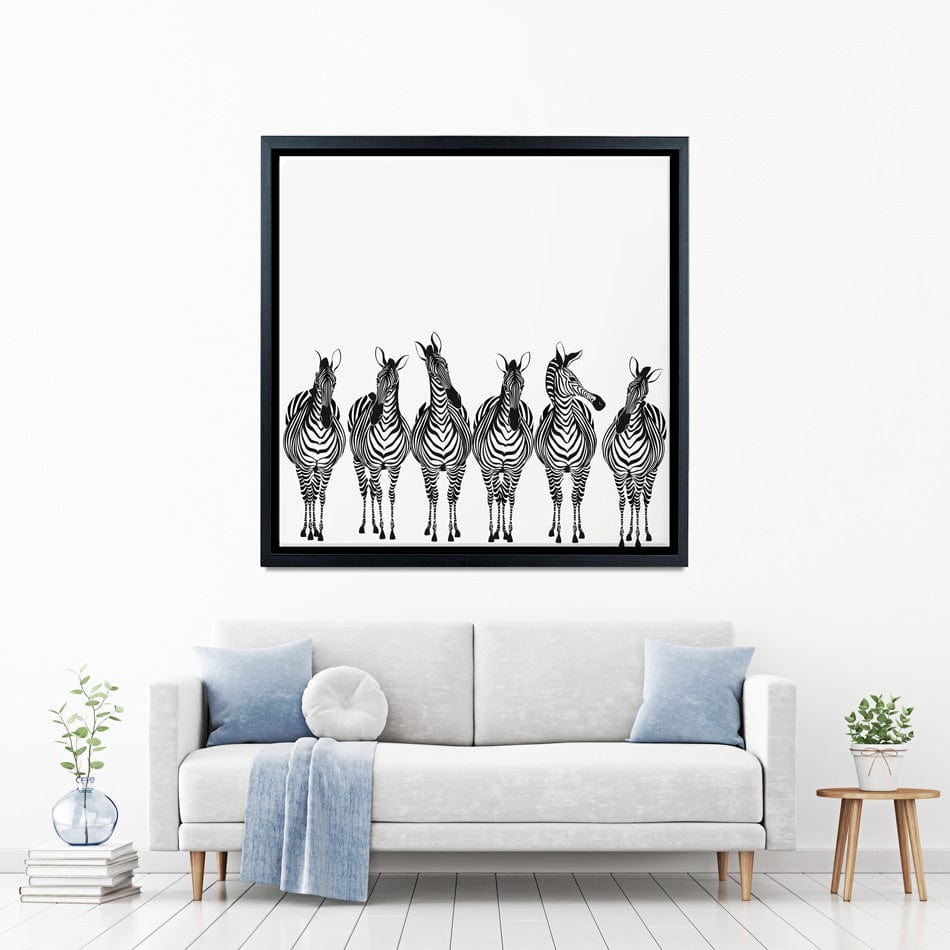 Line Of Zebras Square Canvas Print wall art product fresher / Shutterstock