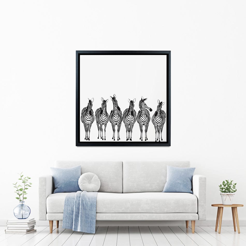 Line Of Zebras Square Canvas Print wall art product fresher / Shutterstock