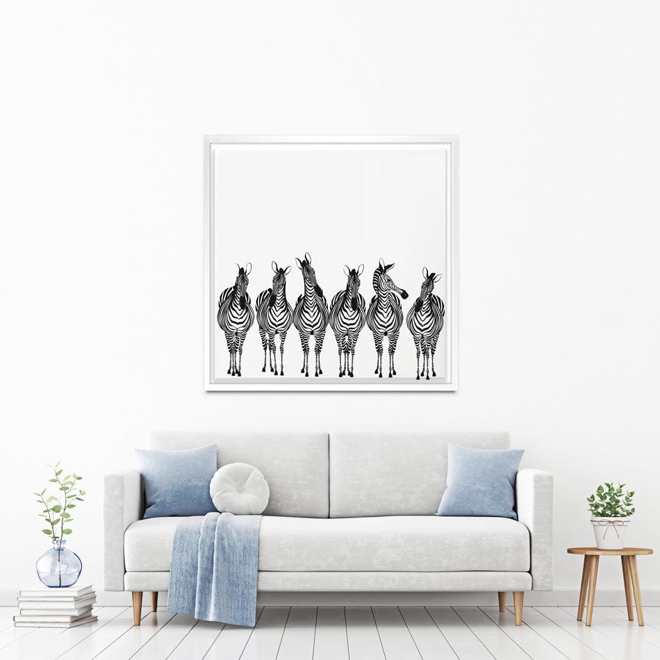 Line Of Zebras Square Canvas Print wall art product fresher / Shutterstock