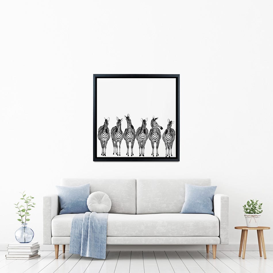 Line Of Zebras Square Canvas Print wall art product fresher / Shutterstock