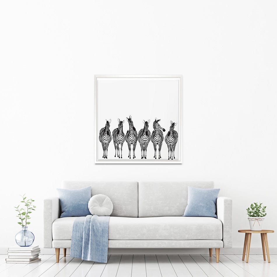 Line Of Zebras Square Canvas Print wall art product fresher / Shutterstock