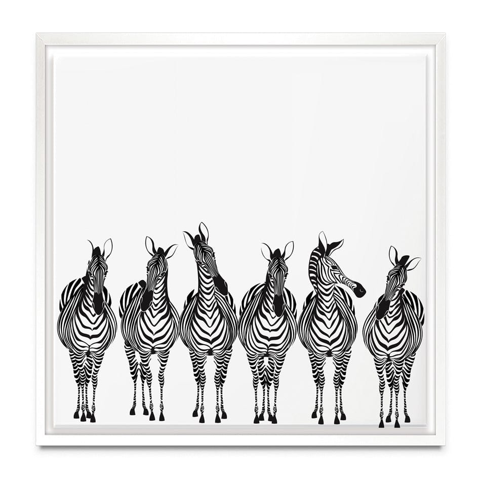 Line Of Zebras Square Canvas Print wall art product fresher / Shutterstock