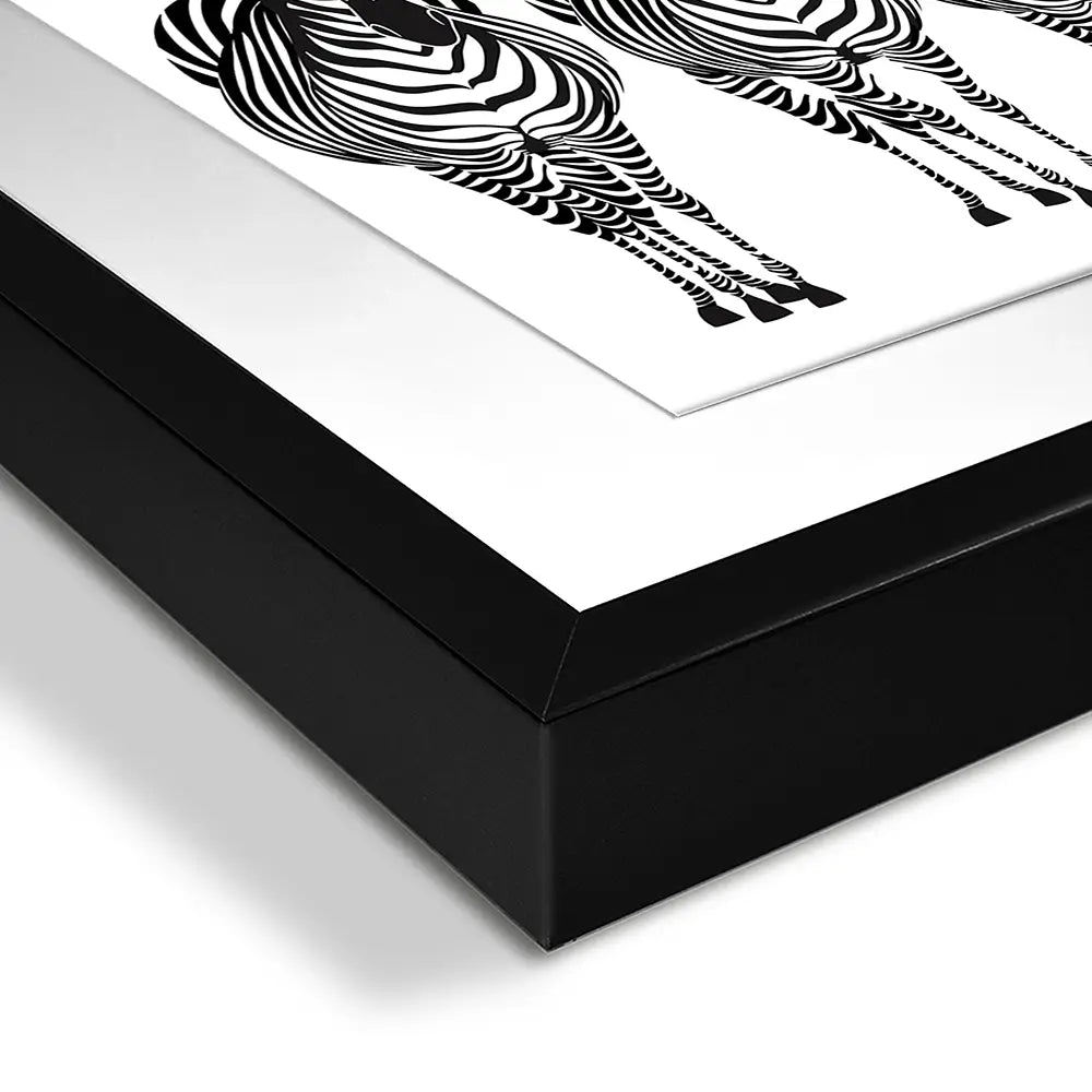 Line Of Zebras Square Framed Art Print Line Of Zebras Square Framed Art Print wall art product Art Print Shop