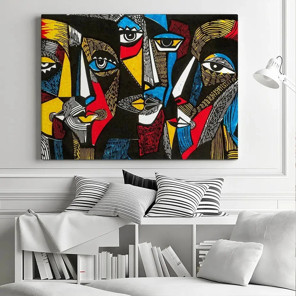Linocut Faces Canvas Print Linocut Faces Canvas Print wall art product Sunnyisland / Shutterstock