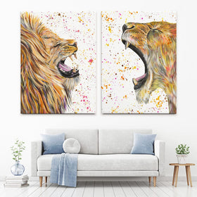 Lion And Lioness Duo Canvas Print Lion And Lioness Duo Canvas Print wall art product Emma LC Art