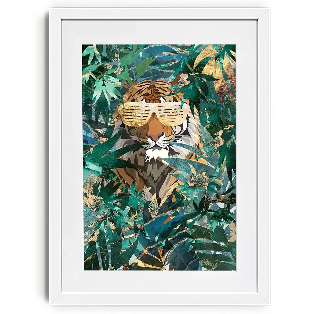 Lion Behind The Leaves Framed Art Print Lion Behind The Leaves Framed Art Print wall art product Sarah Manovski
