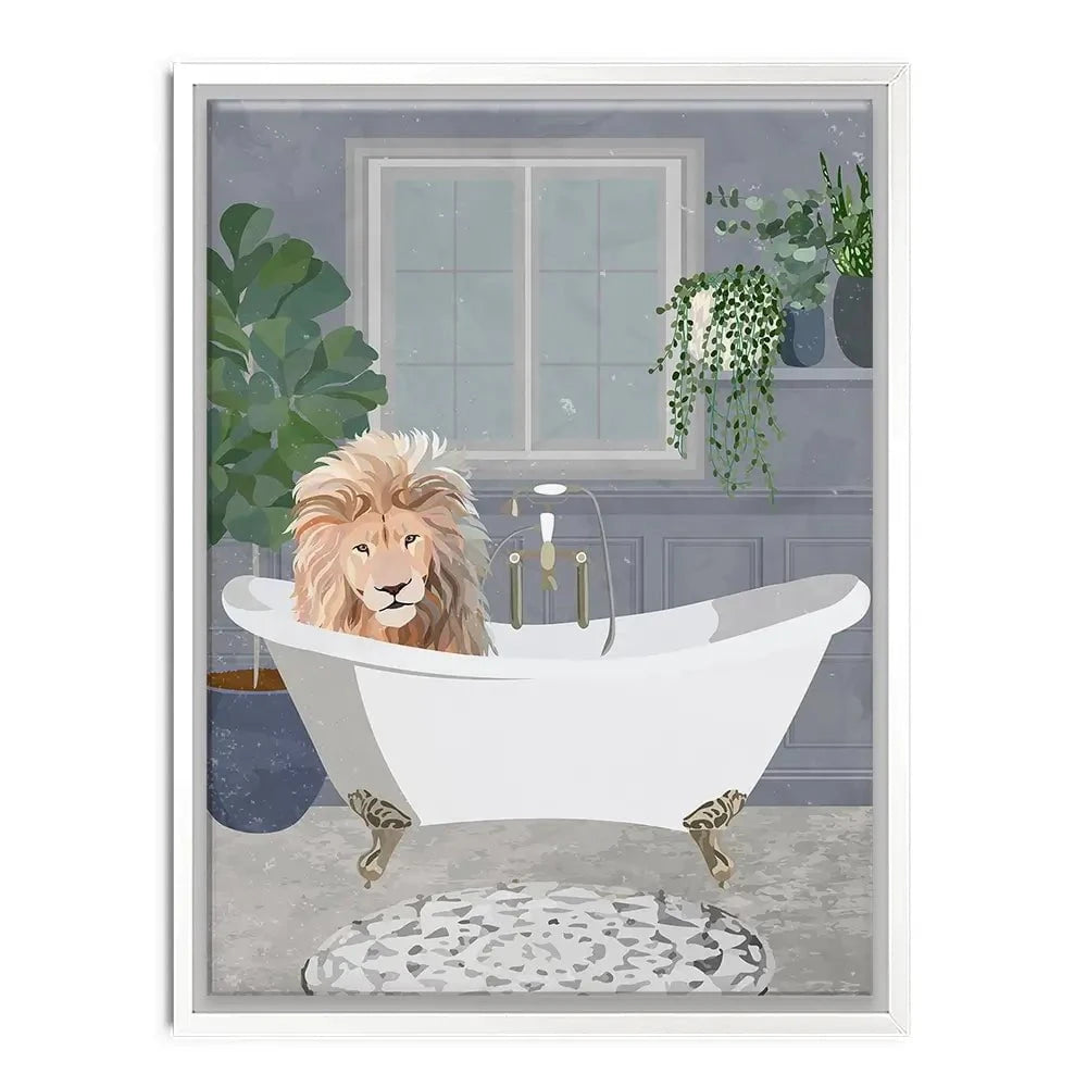 Lion In The Bath Canvas Print Lion In The Bath Canvas Print wall art product Sarah Manovski