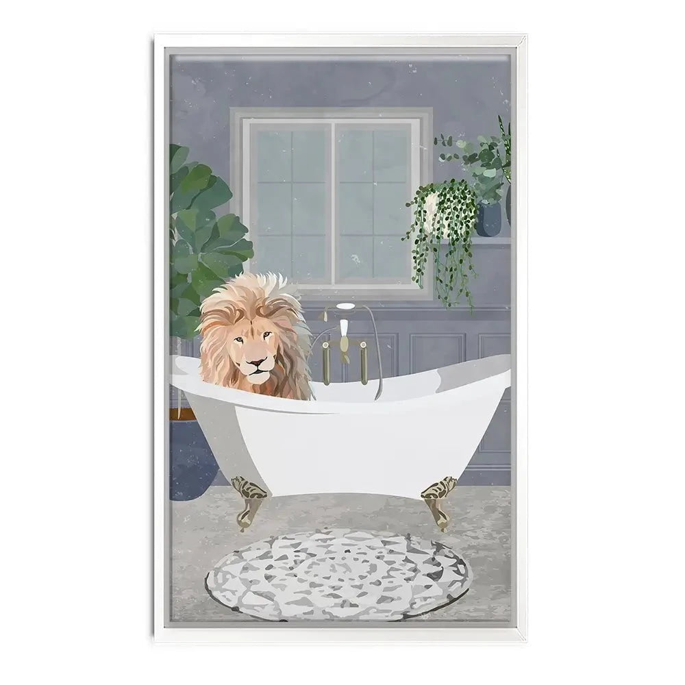 Lion In The Bath Canvas Print Lion In The Bath Canvas Print wall art product Sarah Manovski
