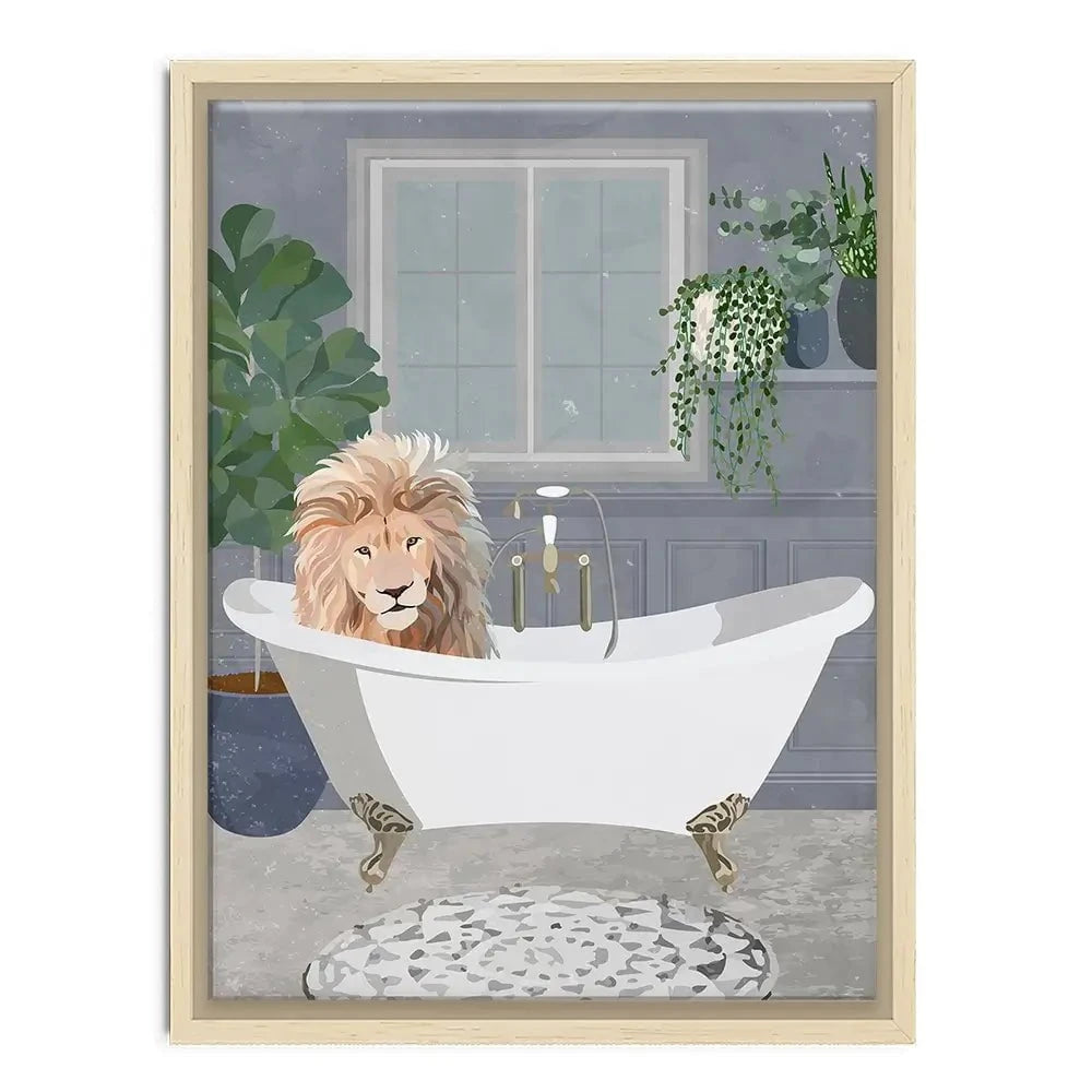 Lion In The Bath Canvas Print Lion In The Bath Canvas Print wall art product Sarah Manovski