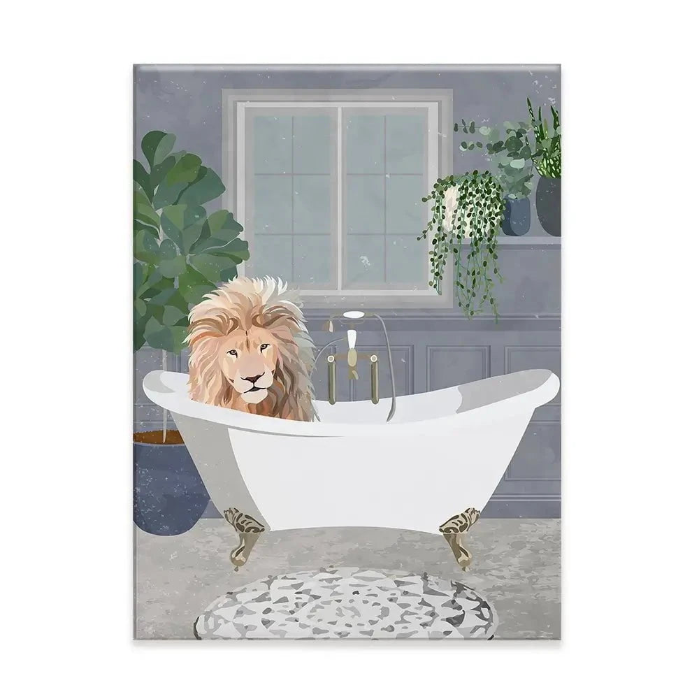 Lion In The Bath Canvas Print Lion In The Bath Canvas Print wall art product Sarah Manovski