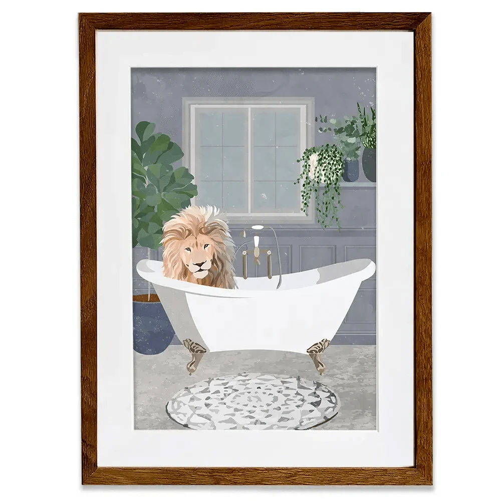 Lion In The Bath Framed Art Print Lion In The Bath Framed Art Print wall art product Sarah Manovski