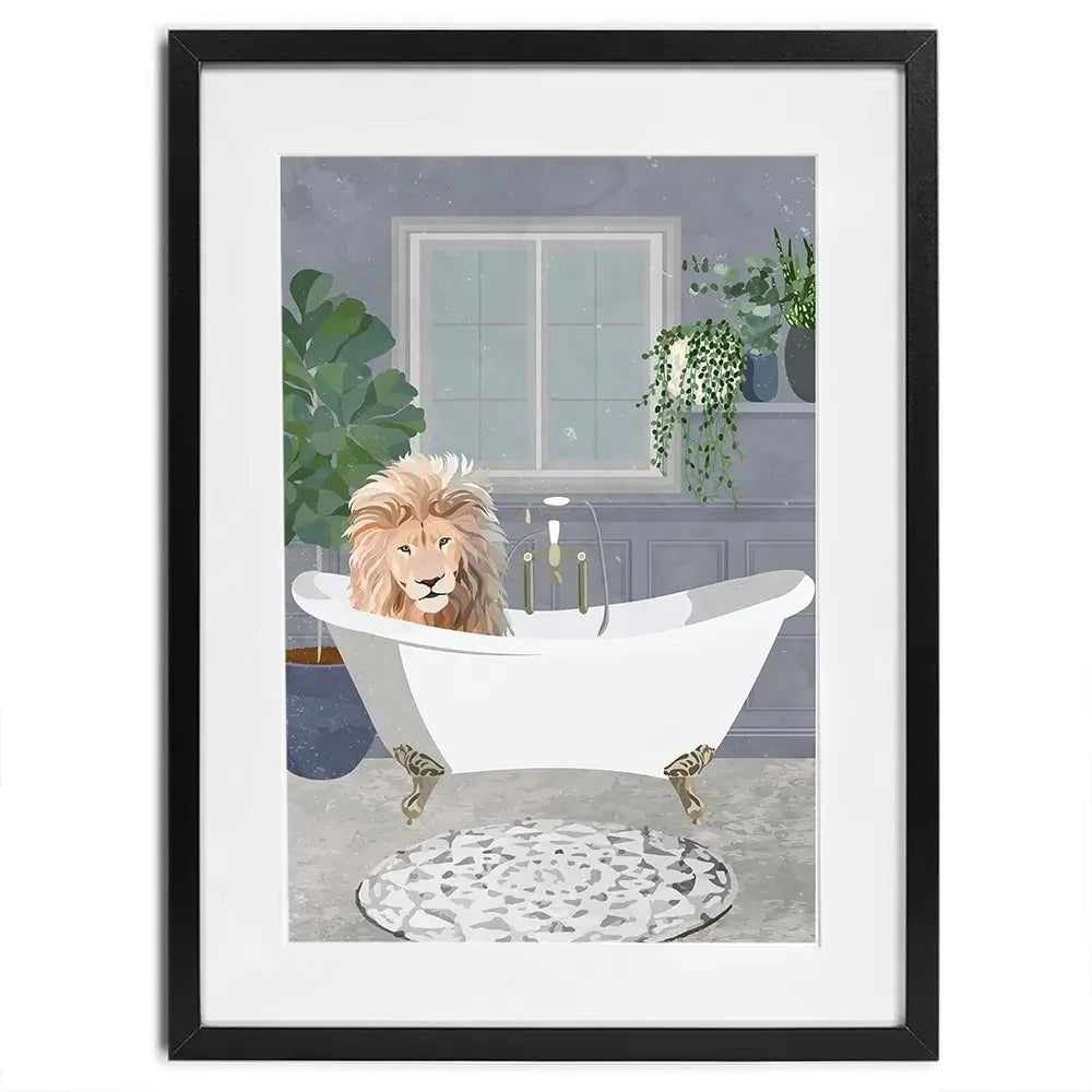 Lion In The Bath Framed Art Print Lion In The Bath Framed Art Print wall art product Sarah Manovski