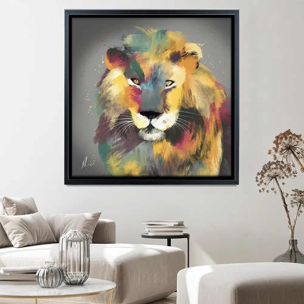 Lion Multicolour Canvas Print Lion Multicolour Canvas Print wall art product Aimee Linzi