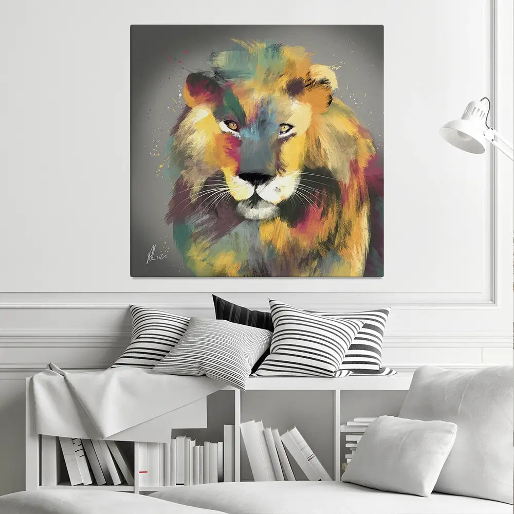 Lion Multicolour Canvas Print Lion Multicolour Canvas Print wall art product Aimee Linzi