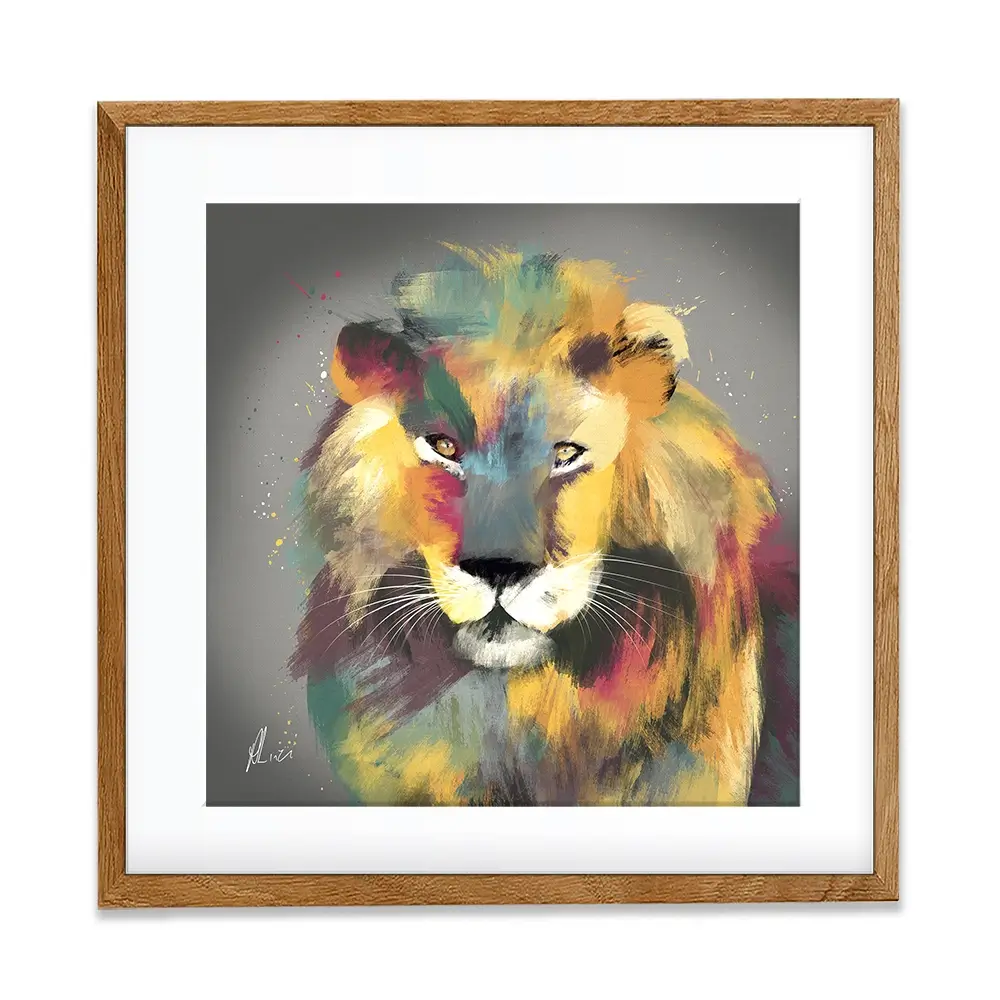 Lion Multicolour Framed Art Print Lion Multicolour Framed Art Print wall art product Aimee Linzi
