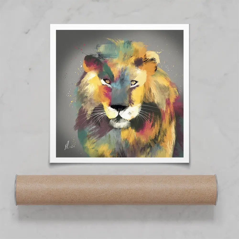Lion Multicolour Square Art Print Lion Multicolour Square Art Print wall art product Aimee Linzi