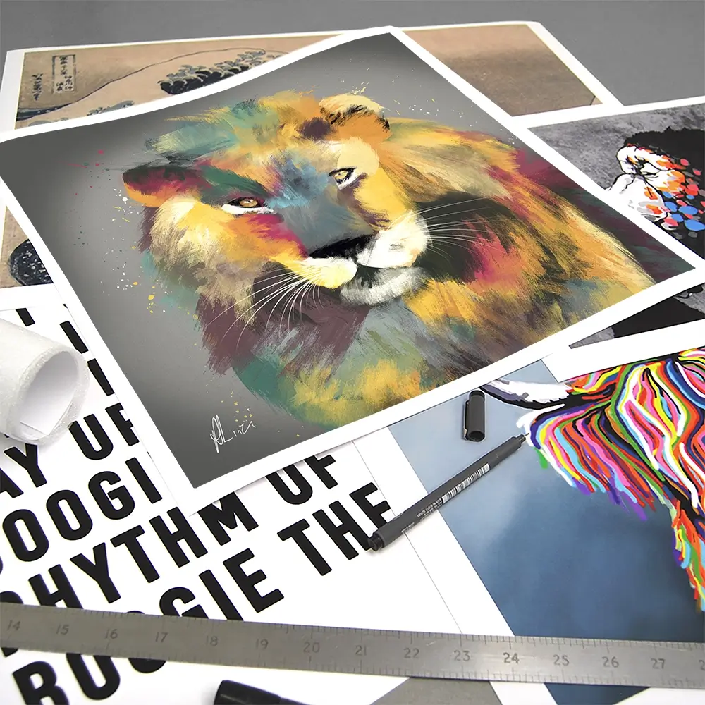 Lion Multicolour Square Art Print Lion Multicolour Square Art Print wall art product Aimee Linzi
