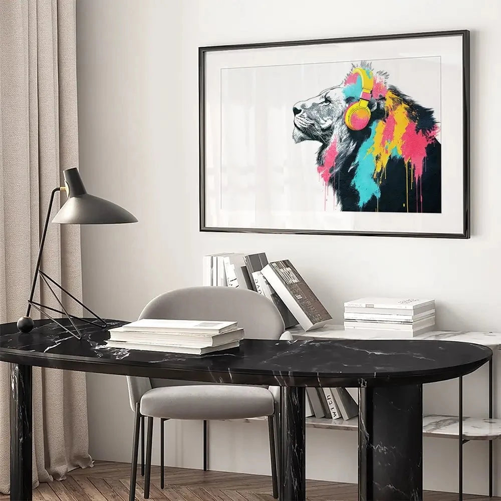 Lion On Air Framed Art Print Lion On Air Framed Art Print wall art product Svetlana Aleynikova