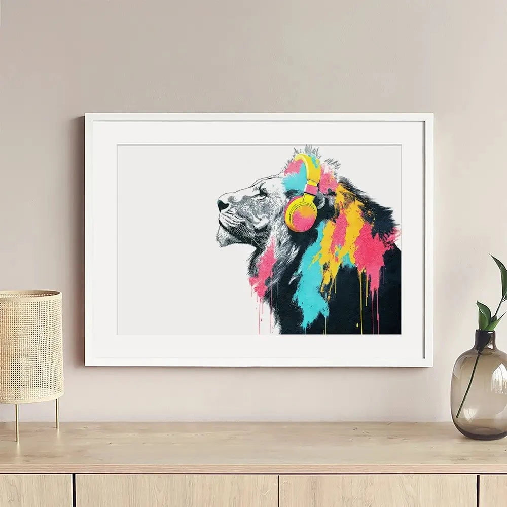 Lion On Air Framed Art Print Lion On Air Framed Art Print wall art product Svetlana Aleynikova