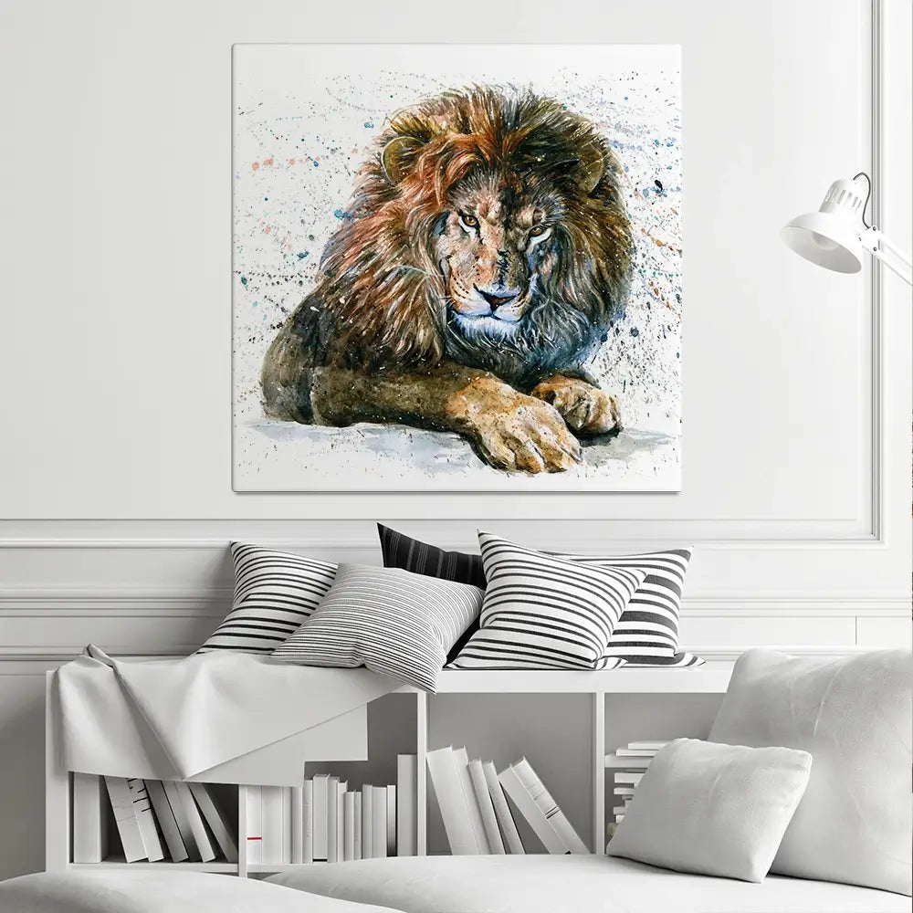 Lion Paint Splash Square Canvas Print Lion Paint Splash Square Canvas Print wall art product Art Print Shop
