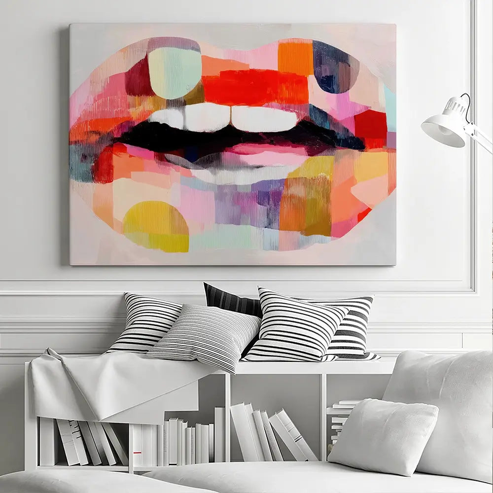 Lips Like Stained Glass Canvas Print Lips Like Stained Glass Canvas Print wall art product Chromatic Storm Studio