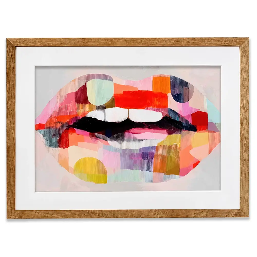 Lips Like Stained Glass Framed Art Print Lips Like Stained Glass Framed Art Print wall art product Chromatic Storm Studio