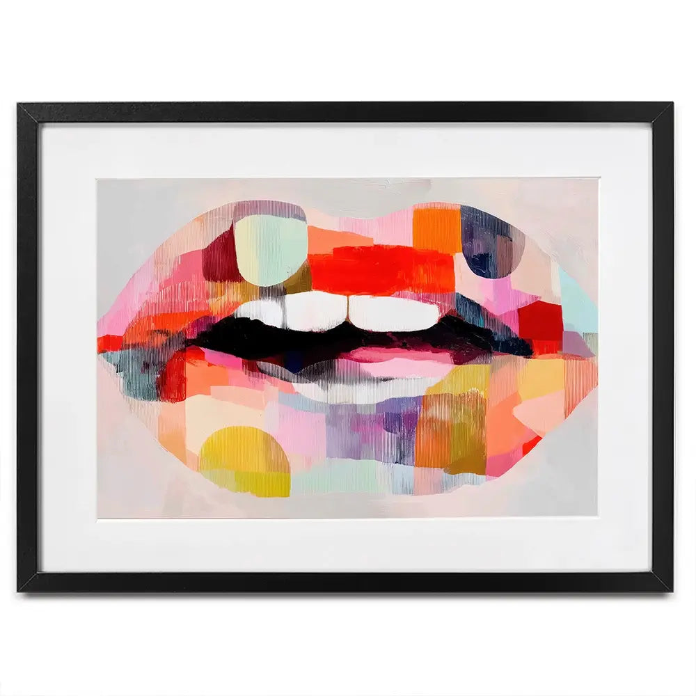 Lips Like Stained Glass Framed Art Print Lips Like Stained Glass Framed Art Print wall art product Chromatic Storm Studio