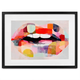 Lips Like Stained Glass Framed Art Print Lips Like Stained Glass Framed Art Print wall art product Chromatic Storm Studio