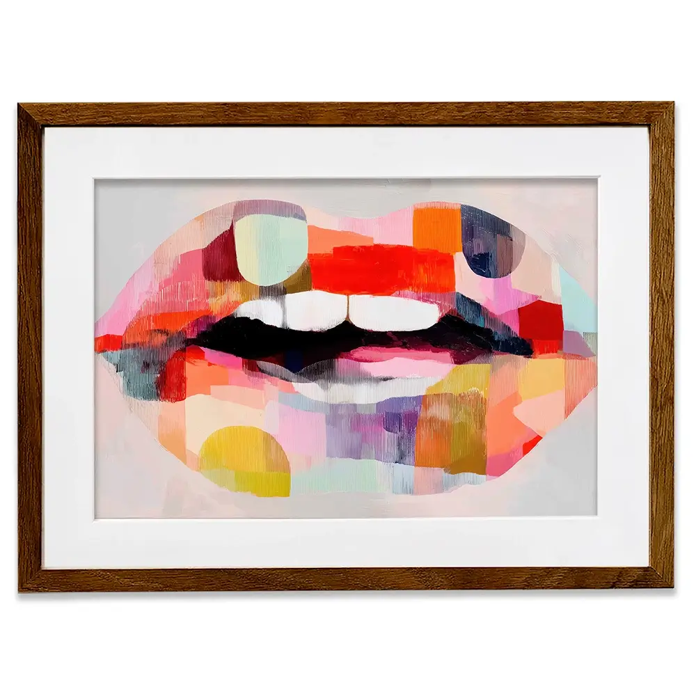 Lips Like Stained Glass Framed Art Print Lips Like Stained Glass Framed Art Print wall art product Chromatic Storm Studio