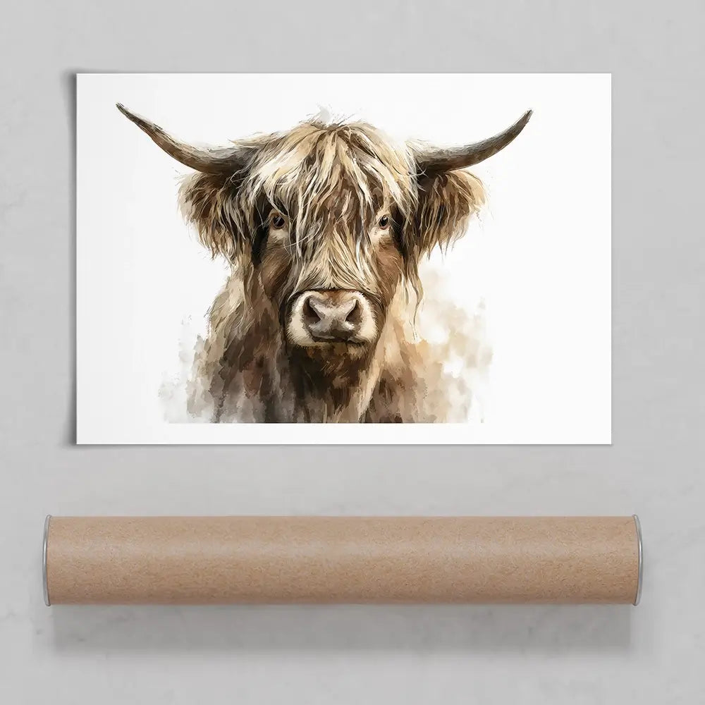 Little Brown Highland Cow Art Print Little Brown Highland Cow Art Print wall art product Petal Prints Design - Independent