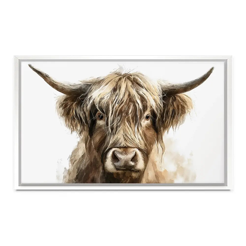 Little Brown Highland Cow Canvas Print Little Brown Highland Cow Canvas Print wall art product Petal Prints Design - Independent
