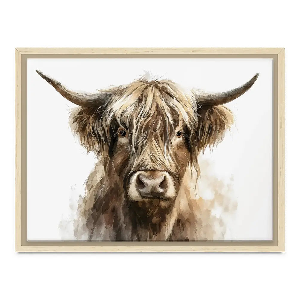Little Brown Highland Cow Canvas Print Little Brown Highland Cow Canvas Print wall art product Petal Prints Design - Independent