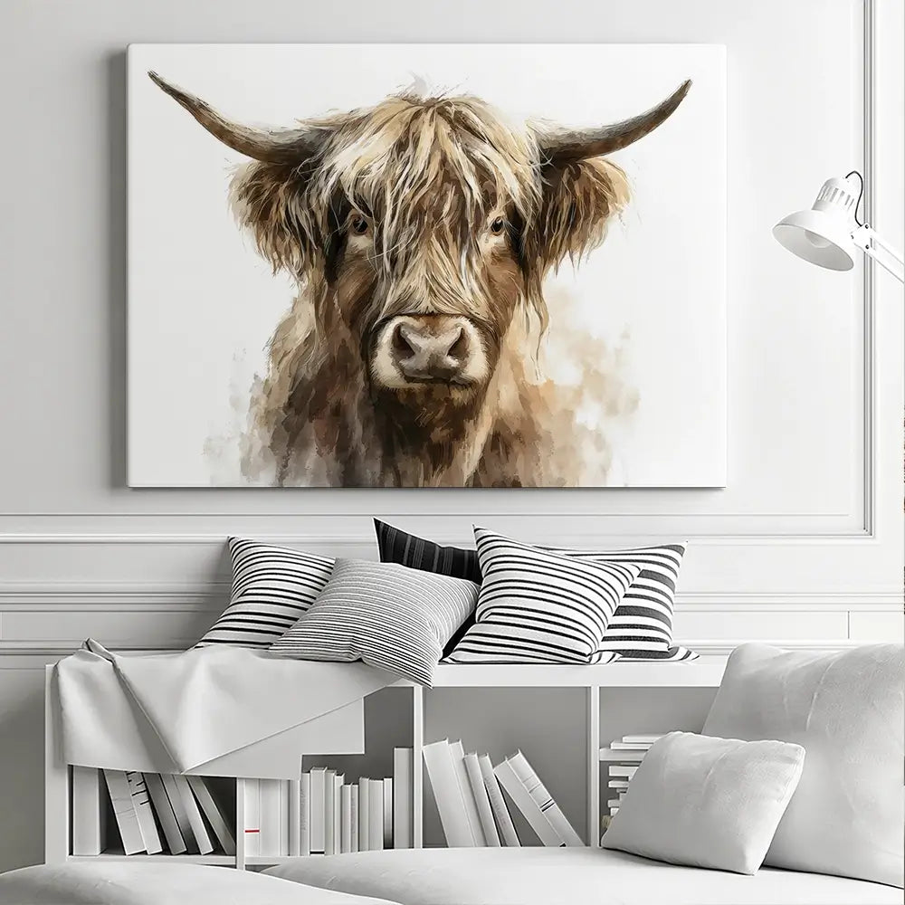 Little Brown Highland Cow Canvas Print Little Brown Highland Cow Canvas Print wall art product Petal Prints Design - Independent