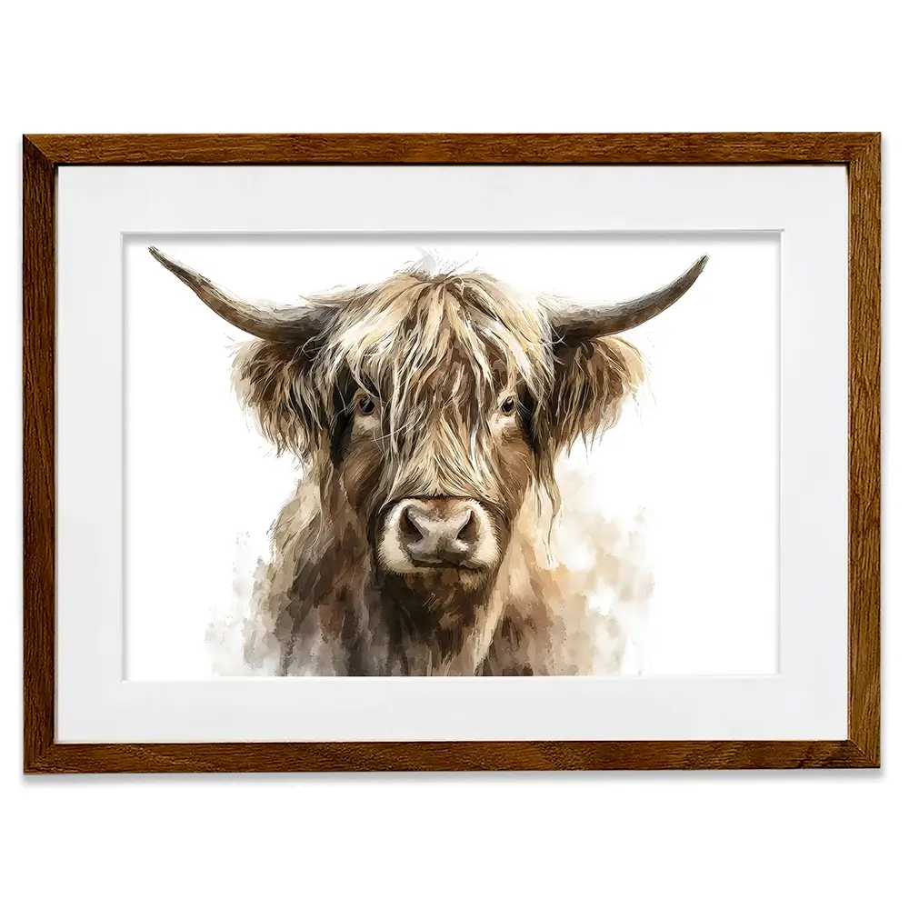 Little Brown Highland Cow Framed Art Print Little Brown Highland Cow Framed Art Print wall art product Petal Prints Design - Independent