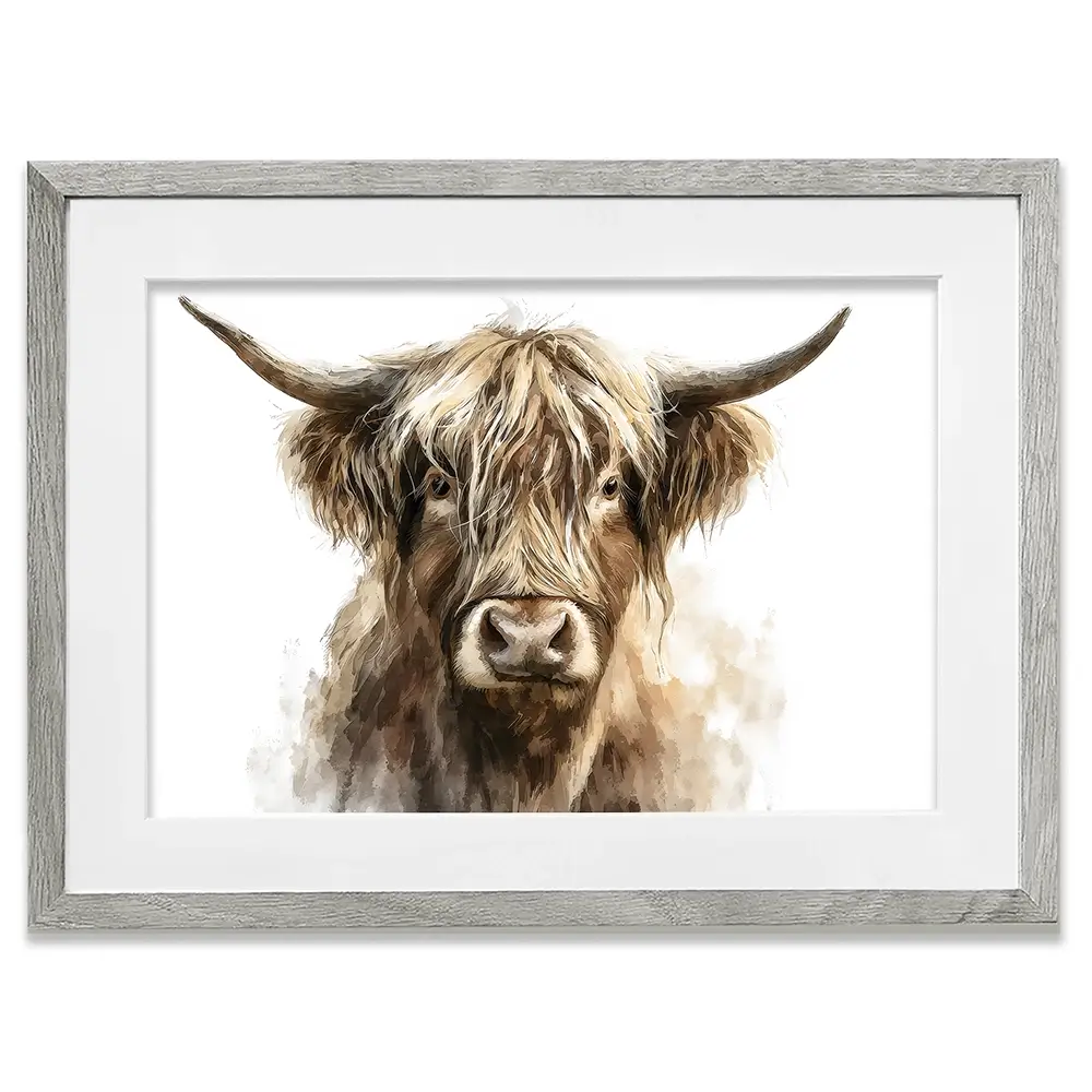 Little Brown Highland Cow Framed Art Print Little Brown Highland Cow Framed Art Print wall art product Petal Prints Design - Independent