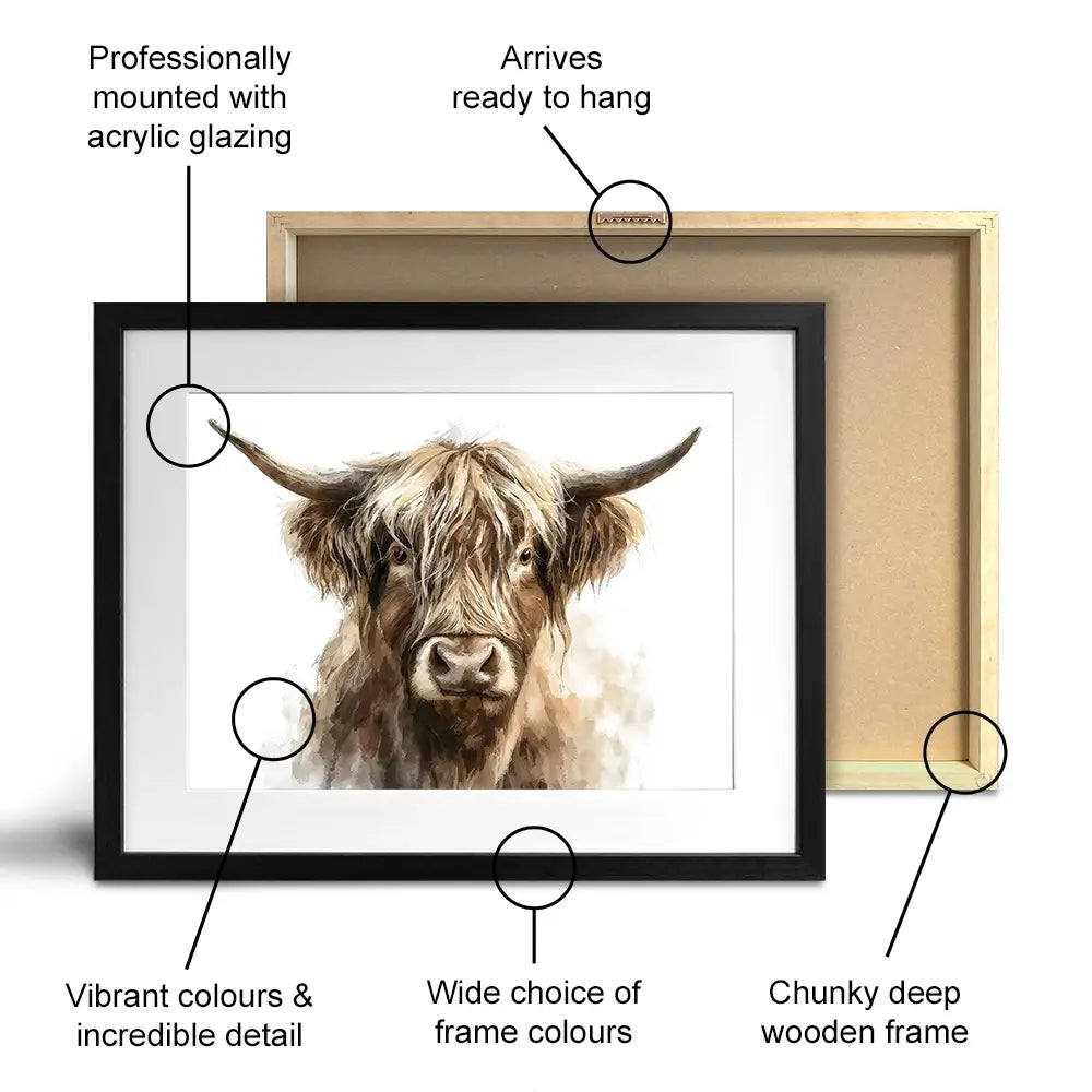 Little Brown Highland Cow Framed Art Print Little Brown Highland Cow Framed Art Print wall art product Petal Prints Design - Independent
