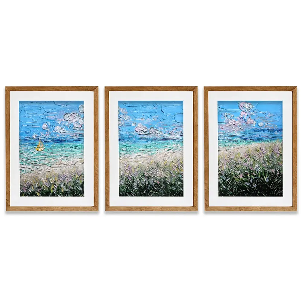 Little Yellow Boat Framed Art Print Trio Little Yellow Boat Framed Art Print Trio wall art product Nada Khatib