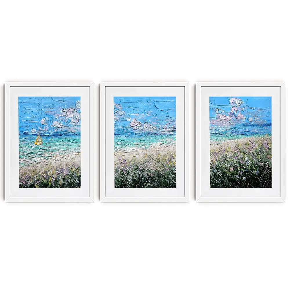 Little Yellow Boat Framed Art Print Trio Little Yellow Boat Framed Art Print Trio wall art product Nada Khatib