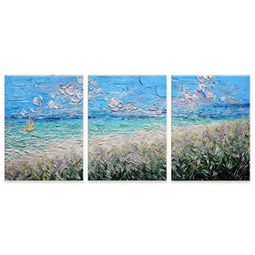 Little Yellow Boat Trio Canvas Print Little Yellow Boat Trio Canvas Print wall art product Nada Khatib