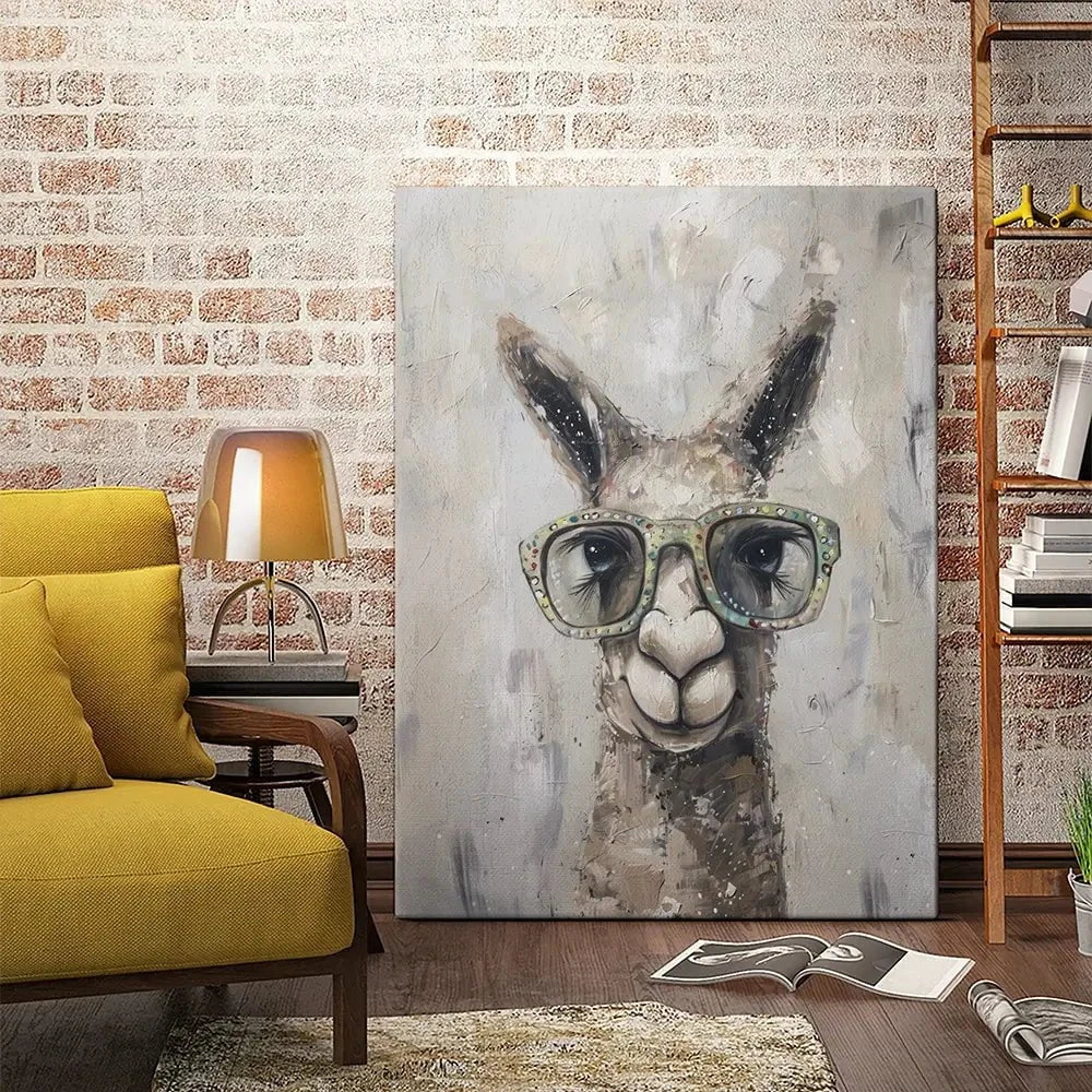 Llama With Glasses Canvas Print Llama With Glasses Canvas Print wall art product Svetlana Aleynikova